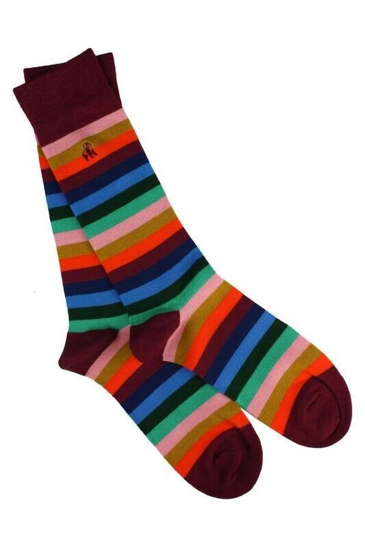 SWOLE PANDA Multi Fine Striped Bamboo Socks