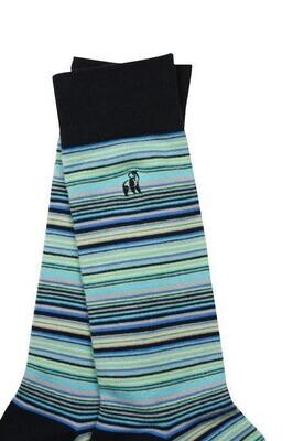 SWOLE PANDA Navy and Blue Narrow Striped Bamboo Socks
