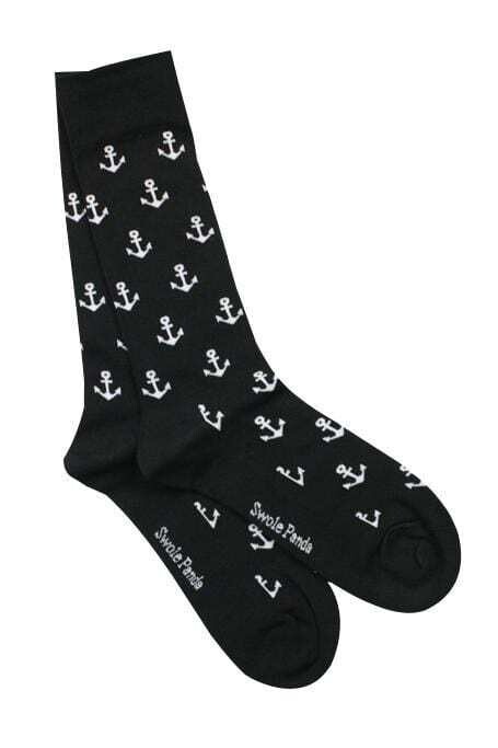 SWOLE PANDA BLACK ANCHOR BAMBOO SOCKS