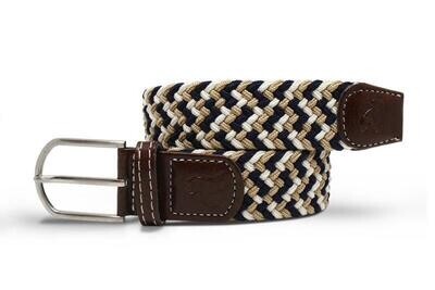 SWOLE PANDA Woven Belt - Navy / Beige Zigzag