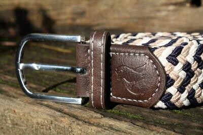 SWOLE PANDA Woven Belt - Navy / Beige Zigzag