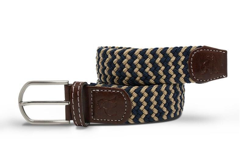 SWOLE PANDA Woven Belt - Beige  Blue Zigzag