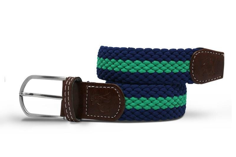 SWOLE PANDA Woven Belt - Blue / Green Stripe