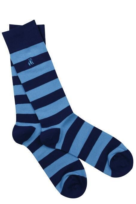 SWOLE PANDA Sky Blue Striped Bamboo Socks