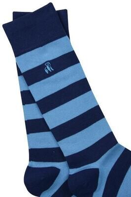 SWOLE PANDA Sky Blue Striped Bamboo Socks