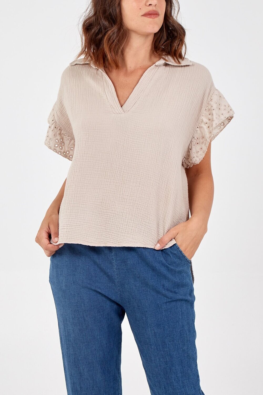 Cheese Cloth Broderie T-Shirt