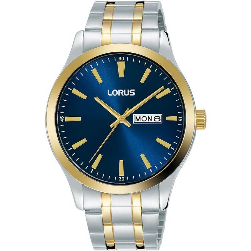 LORUS RH342AX9 MEN&#39;S DAY DATE BRACELET STRAP WATCH, SILVER/GOLD