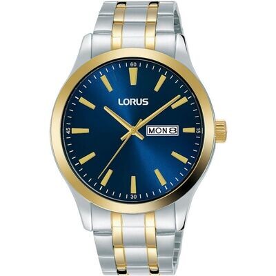LORUS RH342AX9 MEN'S DAY DATE BRACELET STRAP WATCH, SILVER/GOLD