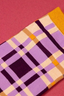Purple Check Trainer Socks