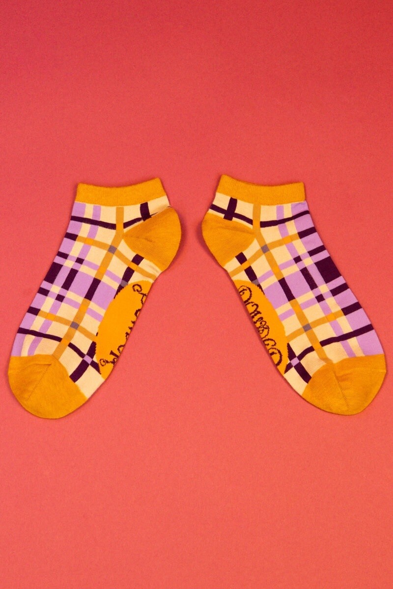 Purple Check Trainer Socks Purple Check Trainer Socks