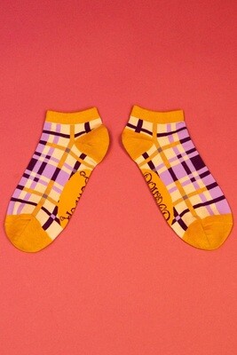 Purple Check Trainer Socks