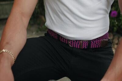 SWOLE PANDA WOVEN BELT - BLUE / PINK ZIGZAG