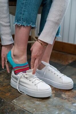 SWOLE PANDA NARROW PINK STRIPED "NO-SHOW" BAMBOO SOCKS