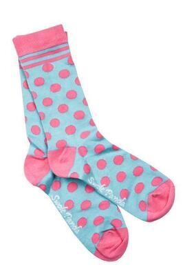 SWOLE PANDA BLUE AND PINK POLKA DOT BAMBOO SOCKS