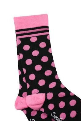 SWOLE PANDA BLACK AND PINK POLKA DOT BAMBOO SOCKS