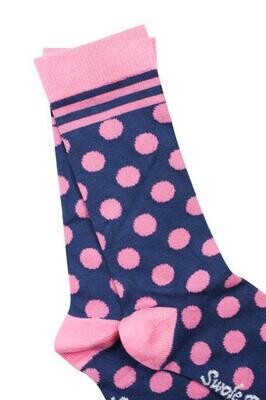 SWOLE PANDA NAVY AND PINK POLKA DOT BAMBOO SOCKS