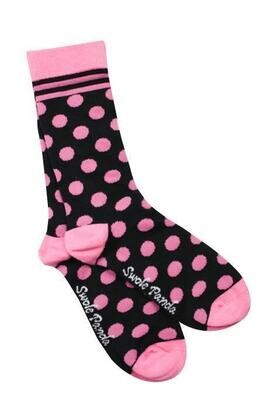 SWOLE PANDA BLACK AND PINK POLKA DOT BAMBOO SOCKS