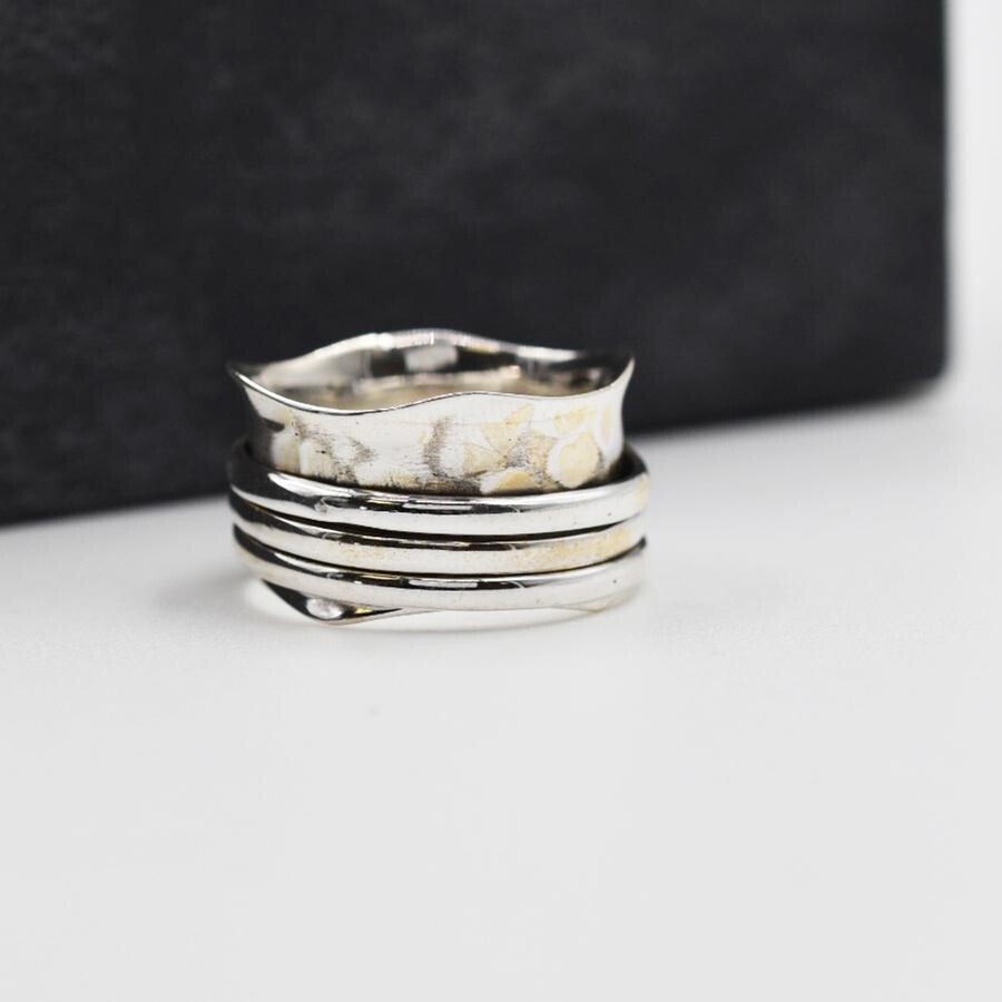 925 SPINNING RING WITH SILVER SPINNERS - SIZE 6