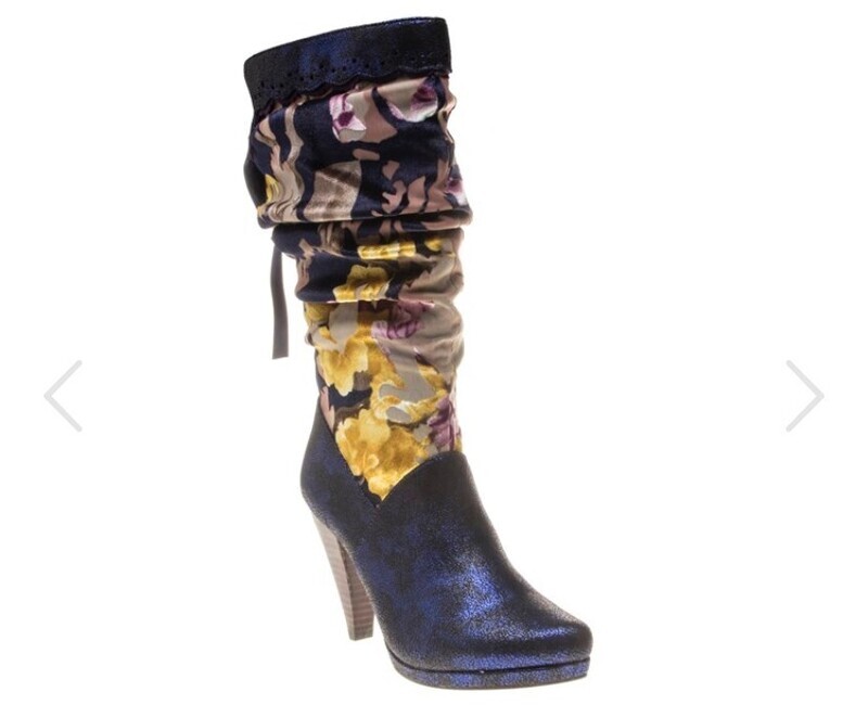 Ruby Shoo Athena Pointed toe slouchy boot in Navy