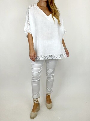 LAGENLOOK LOWRI SEQUIN TRIM TOP