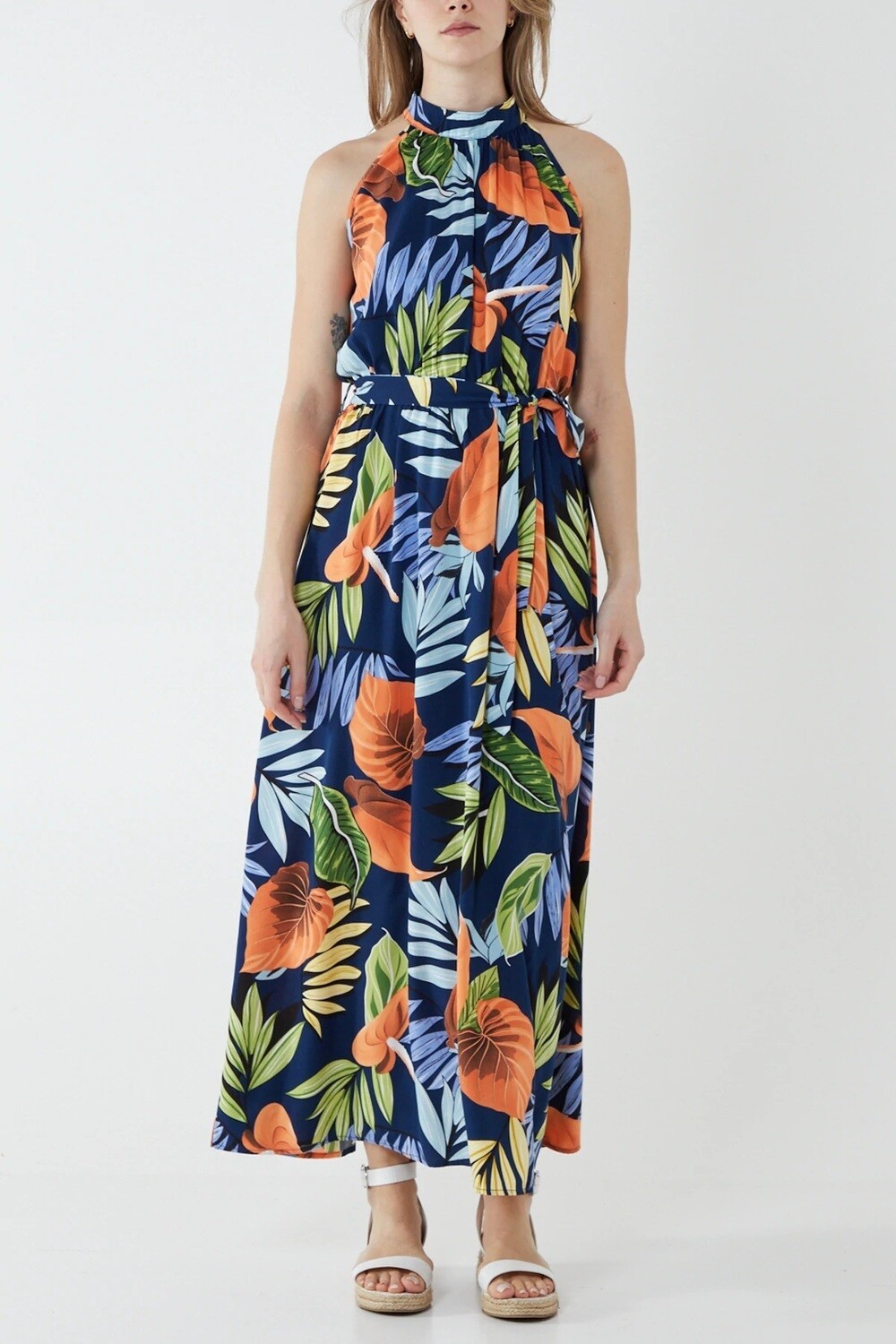 Nova of London Bold Floral Cut Away Sleeve Maxi Dress