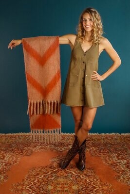Ciara Cosy Chevron Scarf - Tangerine/Mist