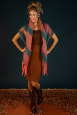 Ciara Cosy Chevron Scarf - Coral/Teal Ciara Cosy Chevron Scarf - Coral/Teal