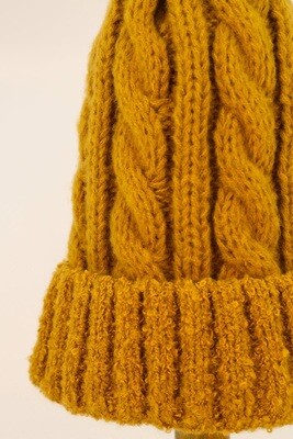 Freya Bobble Hat -Mustard