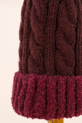 Freya Bobble Hat - Damson