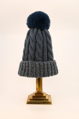 Freya Bobble Hat - Denim