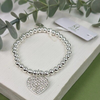 BEADED BRACELET WITH CRYSTAL HEART CHARM