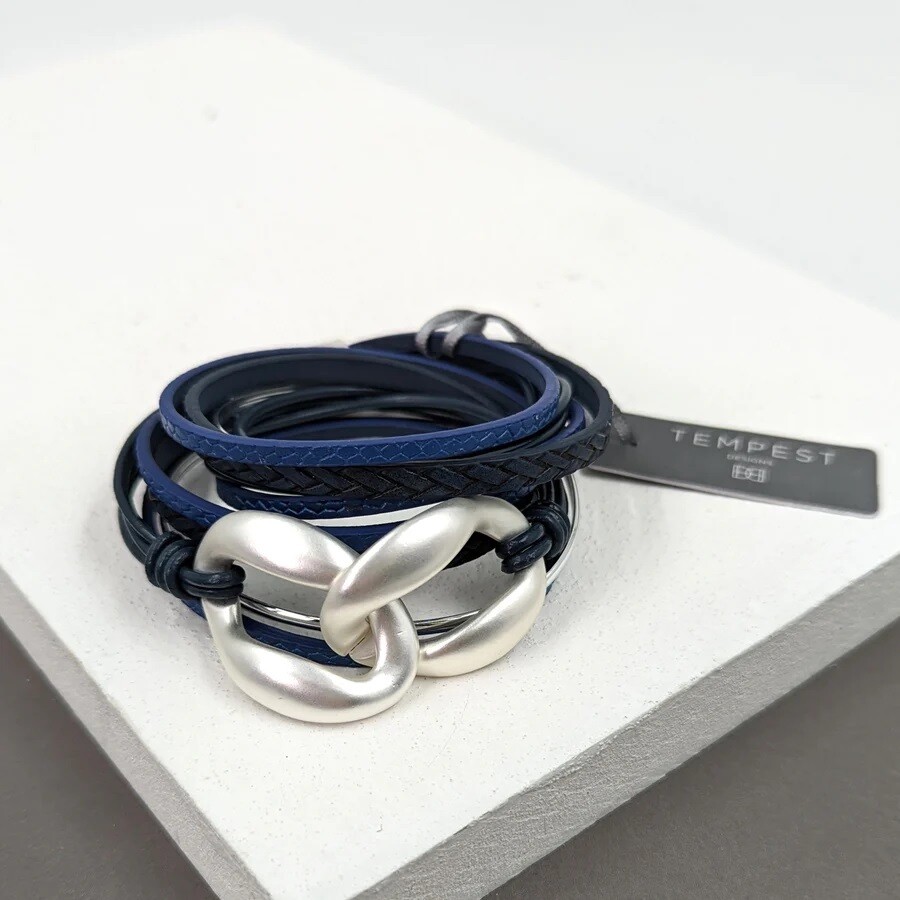 CHUNKY LINK FEATURE LEATHER BRACELET