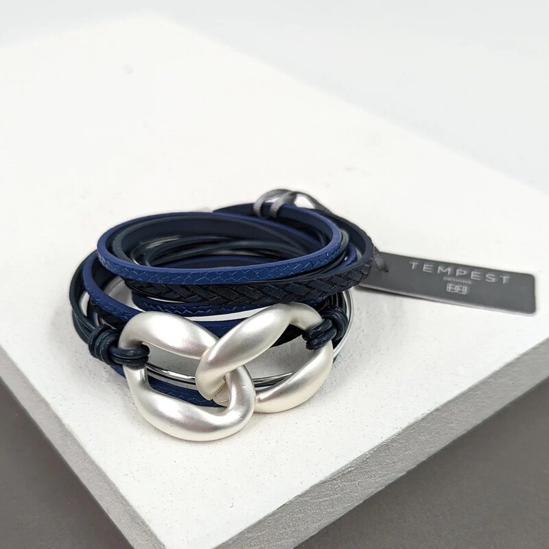 CHUNKY LINK FEATURE LEATHER BRACELET