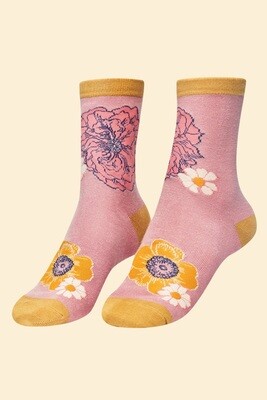 Flower Heads Ankle Socks - Petal