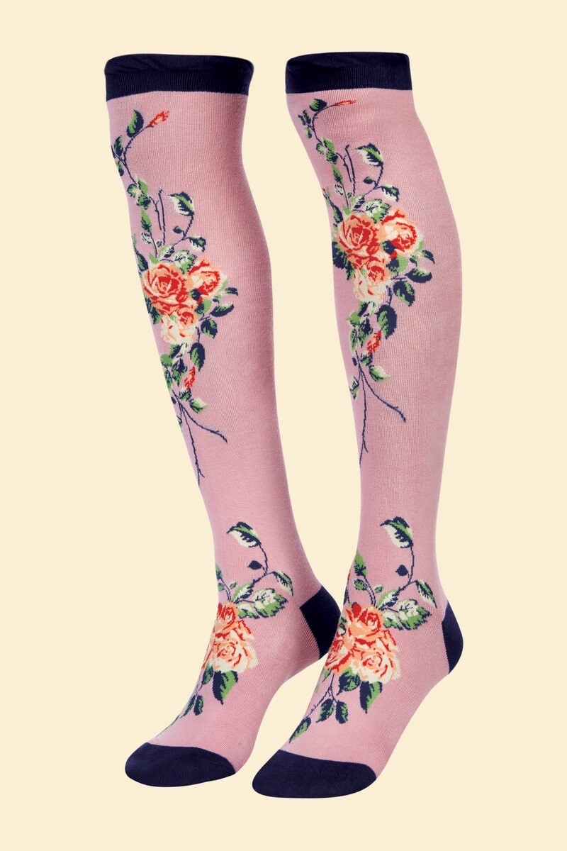 Floral Vines Long Socks - Lavender Floral Vines Long Socks - Lavender