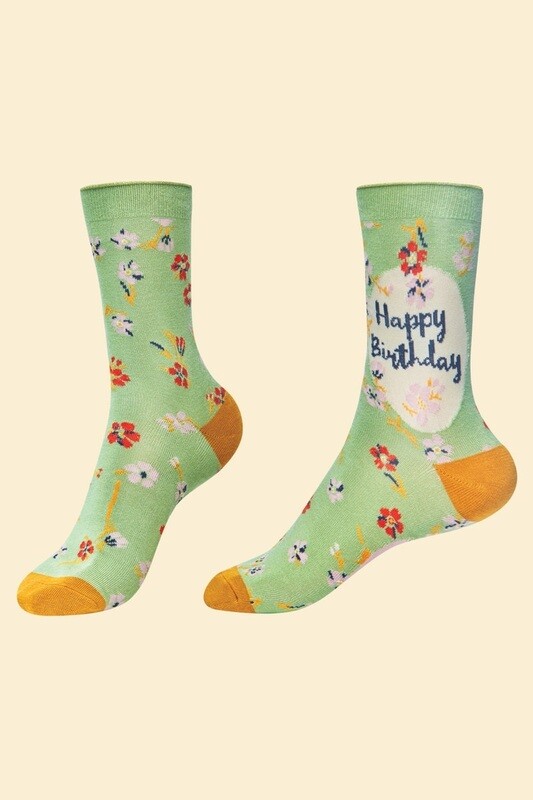 Happy Birthday Ankle Socks - Sage