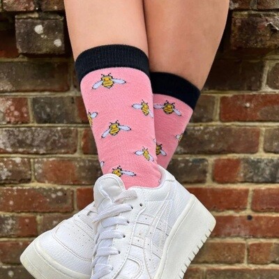 SWOLE PANDA PINK BUMBLEBEE BAMBOO SOCKS
