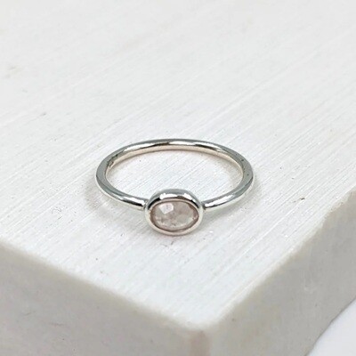 FACETTED OVAL SMOKEY QUARTZ CABOCHON 925 SILVER RING