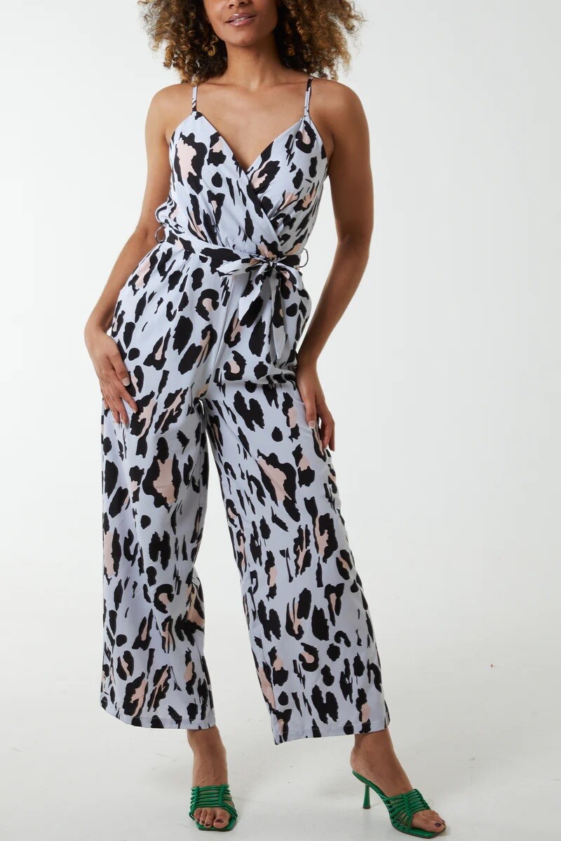 Leopard Print Belted Jumpsuit