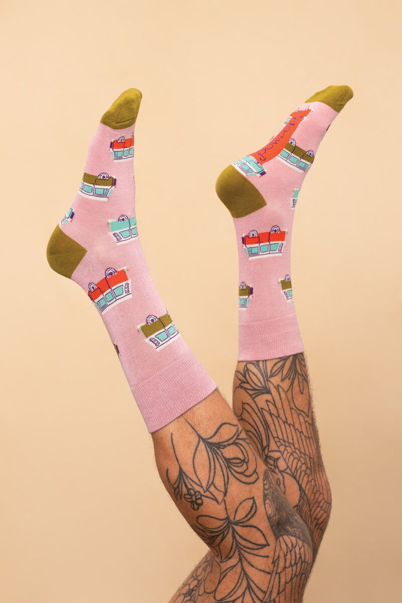 Men's Campervan Socks - Petal