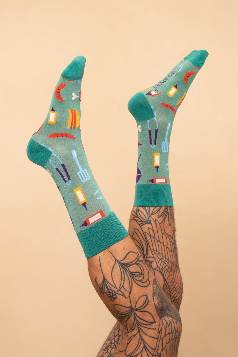 Men's BBQ Buddy Socks - Sage Men's BBQ Buddy Socks - Sage