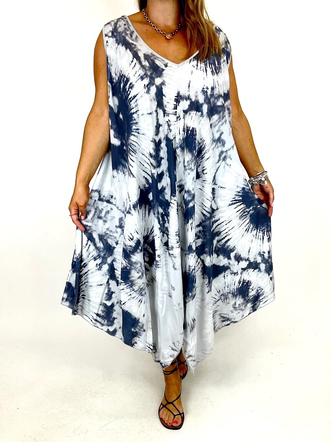 LAGENLOOK LISBON HANKY HEM TIE-DYE PRINT TUNIC LAGENLOOK LISBON HANKY HEM TIE-DYE PRINT TUNIC