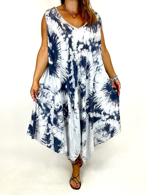 LAGENLOOK LISBON HANKY HEM TIE-DYE PRINT TUNIC