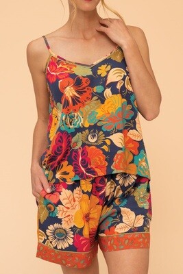 Cami Vintage Floral Pyjamas in Ink