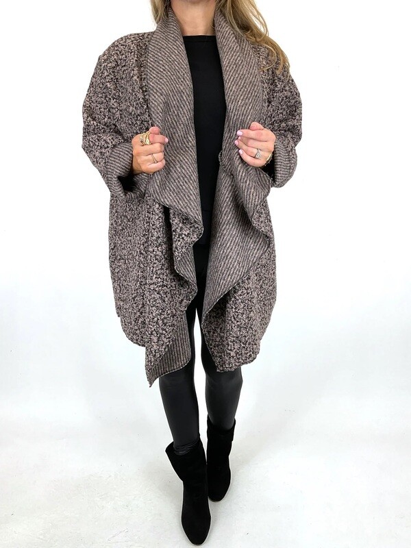 LAGENLOOK AMI SHORT WATERFALL BOUCLE COAT