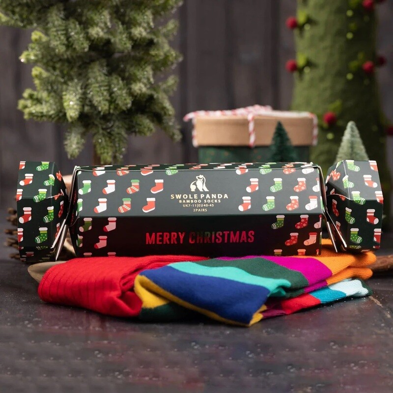 CHRISTMAS CRACKER - 2 PAIRS OF BAMBOO SOCKS (HIS)