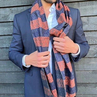 ORANGE AND BLUE STRIPES BAMBOO SCARF