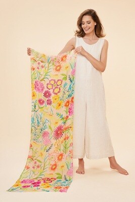100% Linen Watercolour Wildflowers Scarf