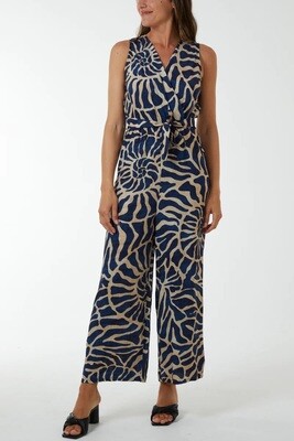 SWIRL PRINT SLEEVELESS JUMPSUIT