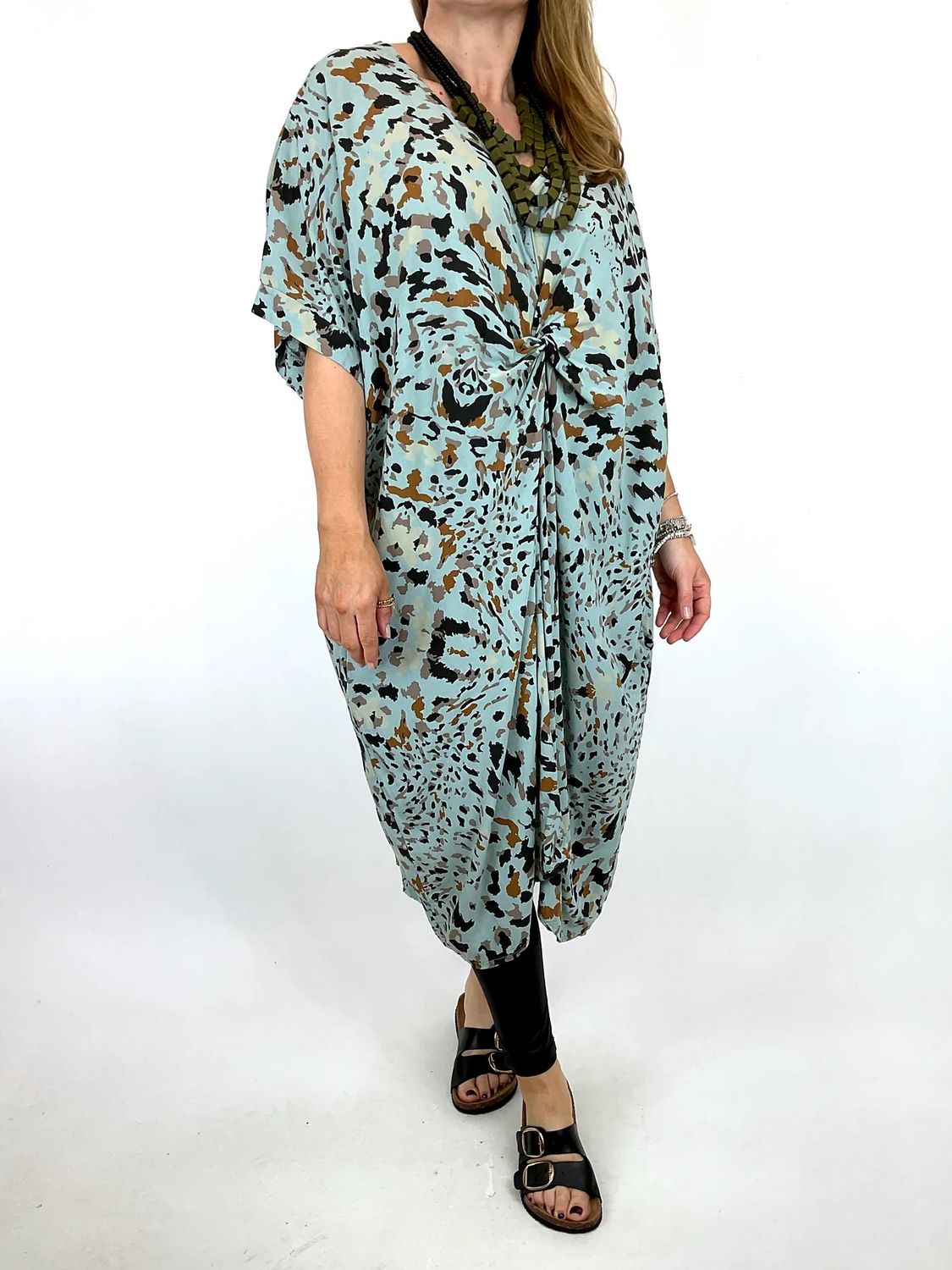 LAGENLOOK RUBY ANIMAL KNOT DRESS, Colour: SAGE GREEN